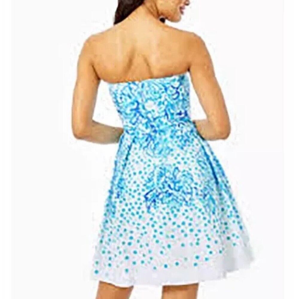 Lilly Pulitzer Womens Kenzie Strapless Dress Size 0 Blue Banquet Tea Sorority - Picture 11 of 16